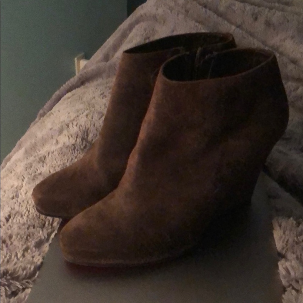 Christian Louboutin brown booties.
